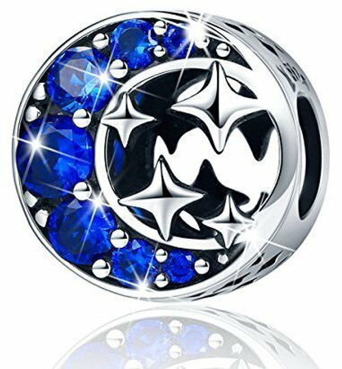 BAMOER Charm 925 Sterling Silver Twinkle Star and Moon CZ Openwork Charm Beads Fit Original Bracelet BAMOER Charm 925 Sterling Silver Twinkle Star and Moon CZ Openwork Charm Beads Fit Original Bracelet