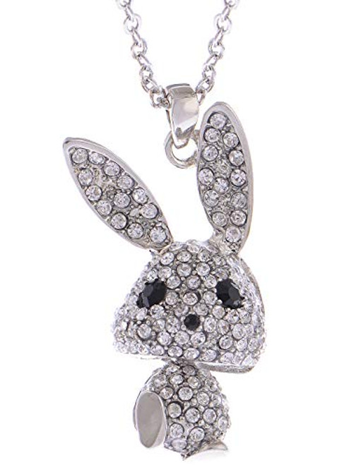 Alilang Silvery Tone Crystal Rhinestone Bobble Anime Bunny Rabbit Pendant Necklace Alilang Silvery Tone Crystal Rhinestone Bobble Anime Bunny Rabbit Pendant Necklace
