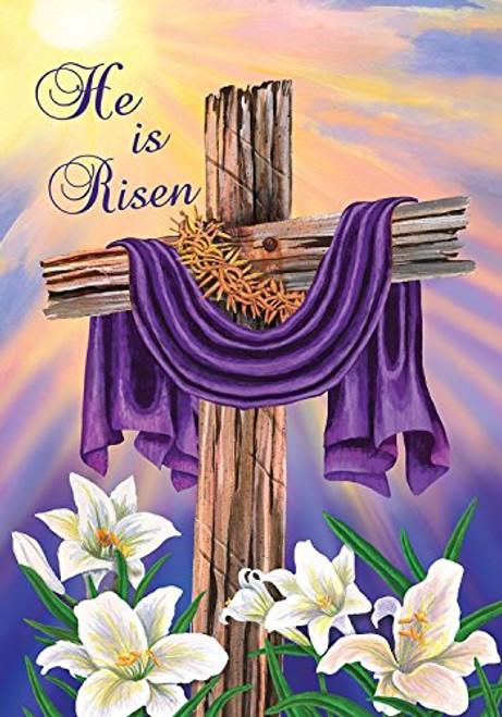 Briarwood Lane Easter Cross House Flag Religious Holiday He is Risen 28 x 40 Briarwood Lane Easter Cross House Flag Religious Holiday He is Risen 28 x 40