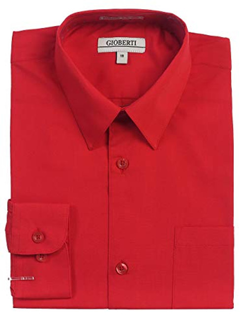 Gioberti Boys Long Sleeve Solid Dress Shirt  Red  7