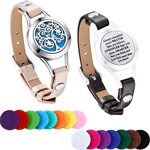 TOODOO 1 Pieces Essential Oil Diffuser Bracelet Aromatherapy Oil Bracelet Locket Bracelet with 2 Leather Bands and 15 Color Pads Girls Women Jewelry Gift Set Tree with Star TOODOO 1 Pieces Essential Oil Diffuser Bracelet Aromatherapy Oil Bracelet Locket Bracelet with 2 Leather Bands and 15 Color Pads Girls Women Jewelry Gift Set Tree with Star