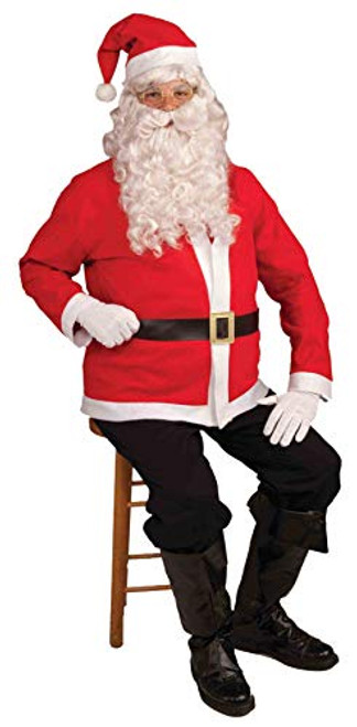 Forum Novelties mens Santa Claus Jacket and Hat Set Costume  White-Red  One Size US