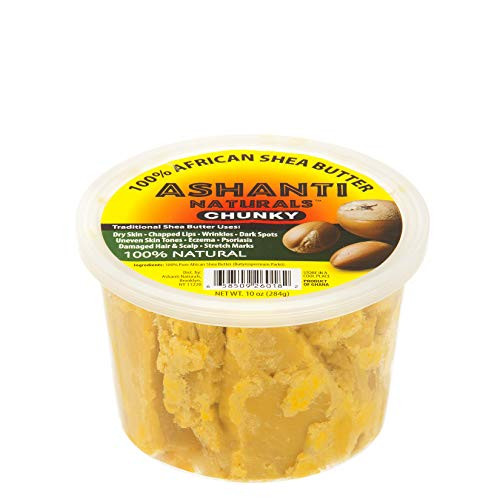 ASHANTI NATURALS 100  CHUNKY NATURAL AFRICAN SHEA BUTTER  YELLOW  10 OZ-