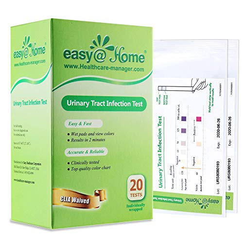 Easy Home 20 Individual Pouches Urinary Tract Infection FSA Eligible Test Strips UTI Test Strips Monitor Bladder or Urinary Tract Issues by Testing Urine  20 Tests-Box-FDA Cleared UTI-20P