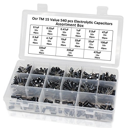 OCR 540pcs 15Values Electrolytic Capacitors Range 0-1uF?470uF Assortment Box