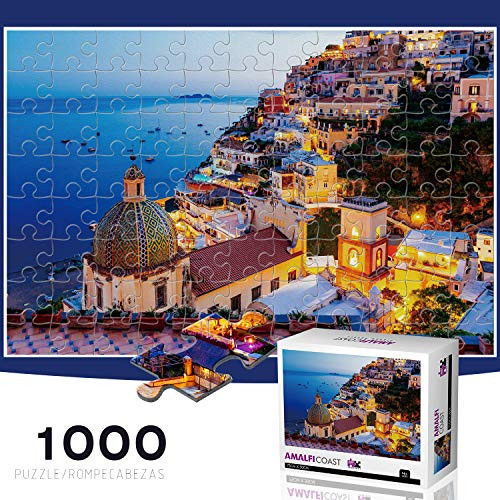 Givehooy Jigsaw Puzzles 1000 Pieces for Adults-Amalfi Coast Dreamy Positano Signature Large Puzzle Toys for Teens Children-Educational DIY Games Home Decor Collection Twilight-Sea Sight Jigsaw