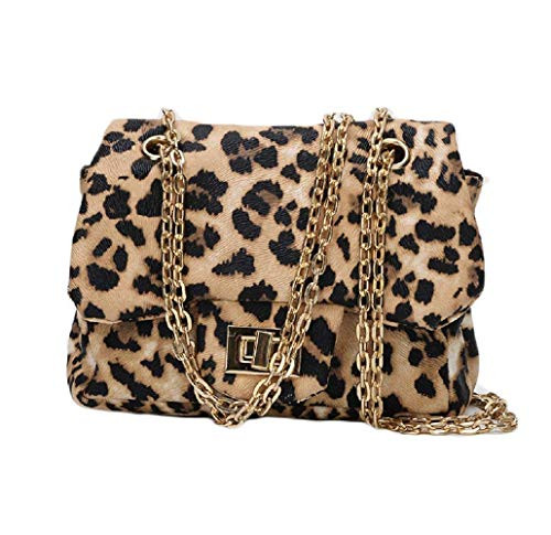 Little Girls Toddlers Crossbody Purse Leopard Pattern Shoulder Bag Handbag with Chain Strap