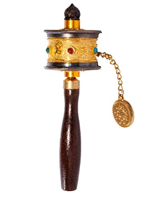 DMtse Tibetan Buddhist Om Mani Padme Hum Functioning Mini Handheld Prayer Wheel with Mantra Scroll DMtse Tibetan Buddhist Om Mani Padme Hum Functioning Mini Handheld Prayer Wheel with Mantra Scroll
