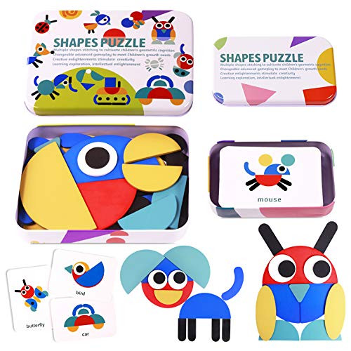 YOULEY Wooden Pattern Blocks Animals Jigsaw Puzzle Shapes Puzzle Sorting and Stacking Games Educational Montessori Toys for Toddlers Kids Boys Girls Age 3 36 Shape Pieces 60 Design Cards YOULEY Wooden Pattern Blocks Animals Jigsaw Puzzle Shapes Puzzle Sorting and Stacking Games Educational Montessori Toys for Toddlers Kids Boys Girls Age 3 36 Shape Pieces 60 Design Cards