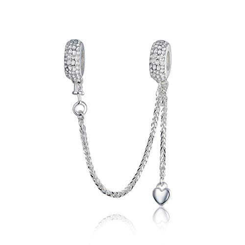 Safety Chain Charms Heart 925 Sterling 