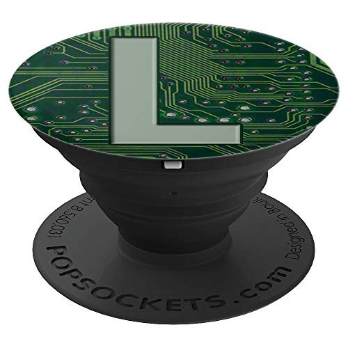 L Monogram Alphabet Capital Initial Letter Circuit Board PopSockets Grip and Stand for Phones and Tablets