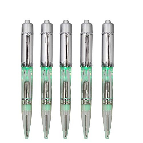 5PCS PACK Pen light ballpoint pen 2 in 1 LED light up pen with extra refill in one box-writting and read in darkness night 5PCS GREEN LIGHT