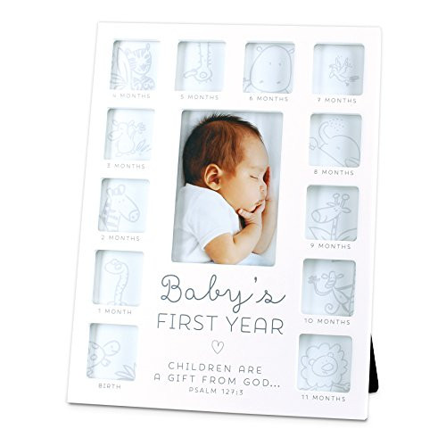 Lighthouse Christian Products Baby's First Year 13 Photo Collage Frame, White