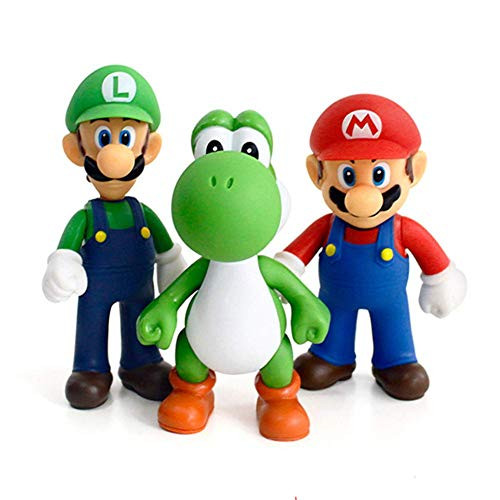 HFZXM 3pcs-Set Mario Luigi Mario Yoshi PVC Action Figures Toy 5