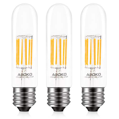 T10 6W Edison Bulbs  ASOKO Dimmable Edison Tubular Bulb 6W Vintage Led Filament Light Bulb  2700K Soft White  E26 Medium Base Lamp Bulb for Desk Lamp  Pendant Lights3-Pack