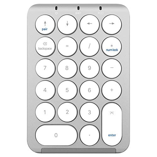 Macally Slim Rechargeable Bluetooth Keypad - Enter Data Efficiently - Wireless Number Pad for Laptop with 22 Round Keys  LED Indicators  and Sleek Aluminum Body - Bluetooth Numeric Keypad for Mac   PC