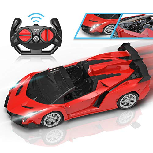 Qutasivary Remote Control Car  Hobby RC Cars Xmas Gifts for Kids  1-24 Red Model Sport Racing Toy Car with Lights for Boys Girls