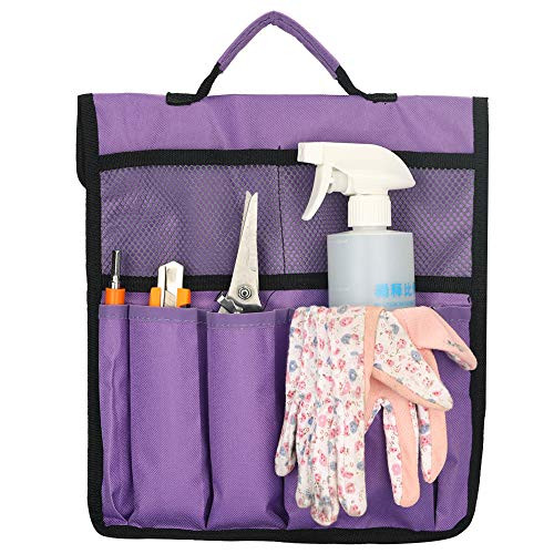 huishi Garden Kneeler Tool Bags Gardening Storage Organizer Tote Bag with Handle Pockets Foldable Portable Garden Pouch Multiple Storage Oxford?Purple?