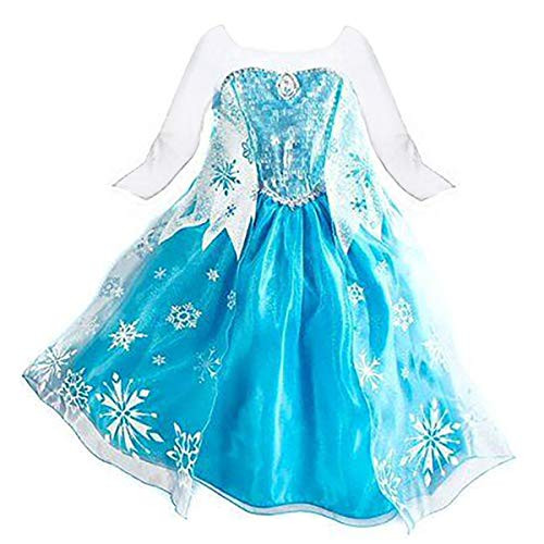 LOEL Snow Queen Elsa Princess Party Dress Costume Birthday Party Dress Up for Little Girls