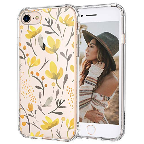 MOSNOVO Watercolor Floral Flower Pattern Designed for iPhone SE 2020 Case-Designed for iPhone 8 Case-Designed for iPhone 7 Case - Clear