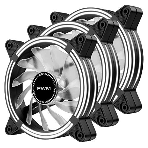 EZDIY-FAB 120mm PWM White LED Fan  Dual-Frame LED Case Fan for PC Cases  High Airflow Quiet CPU Coolers  and Radiators 4-Pin-3-Pack