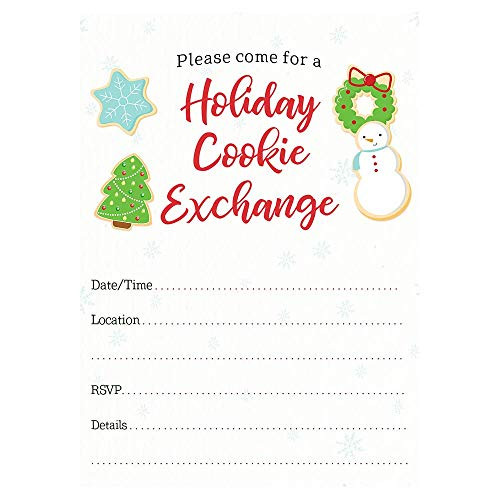 Holiday Cookie Exchange Invitations Fill in The Blank Christmas Party Xmas Holiday Parties Invites Fill in The Lines Cookies Refreshments Christmas Tree Snowman Office Neighborhood DIY 24 Count Holiday Cookie Exchange Invitations Fill in The Blank Christmas Party Xmas Holiday Parties Invites Fill in The Lines Cookies Refreshments Christmas Tree Snowman Office Neighborhood DIY 24 Count