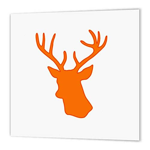 3dRose ht1796963 Orange Deer Head Silhouette on White- Modern Country Stag with Antlers-Iron on Heat Transfer Paper for White Material  10 by 10-Inch
