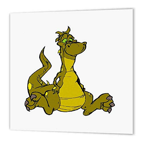 3dRose ht985661 Cartoon of Funny Green Dragon Jpg-Iron on Heat Transfer for Material  8 by 8-Inch  White