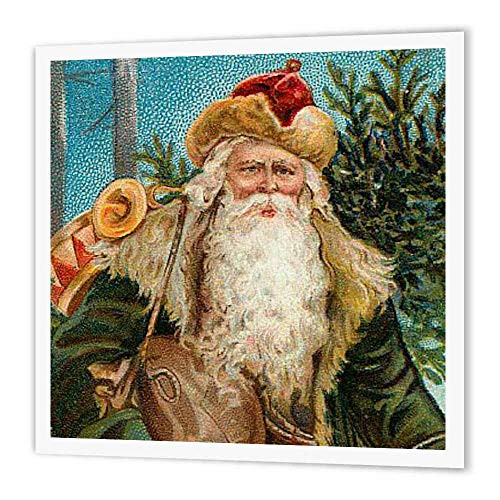 3dRose ht290801 Vintage Santa in Green-Iron on Heat Transfer for White Material  8 by 8-Inch