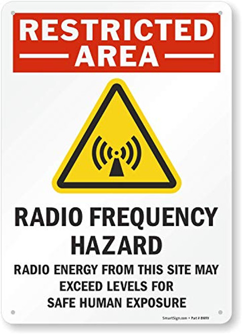 SmartSign  Restricted Area - Radio Frequency Hazard  Sign   10  x 14  Aluminum