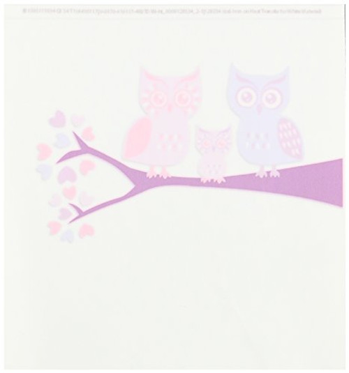 3dRose ht1285342 Cute Owl Family with Baby Girl Purple and Pink Iron on Heat Transfer for White Material  6 by 6-Inch