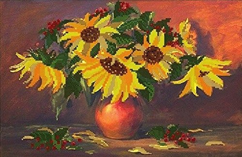 Bead Embroidery kit Sunflowers Beaded Stitching Floral Pattern Needlepoint Handcraft Tapestry kit