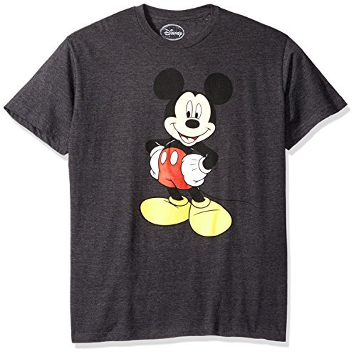 Disney Men s Mickey Wash Short Sleeve T-Shirt  Charcoal Heather  X-Large