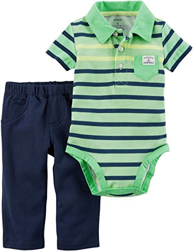 Carter s Baby Boys  2 Piece Striped Neon Bodysuit and Pants Set 12 Months