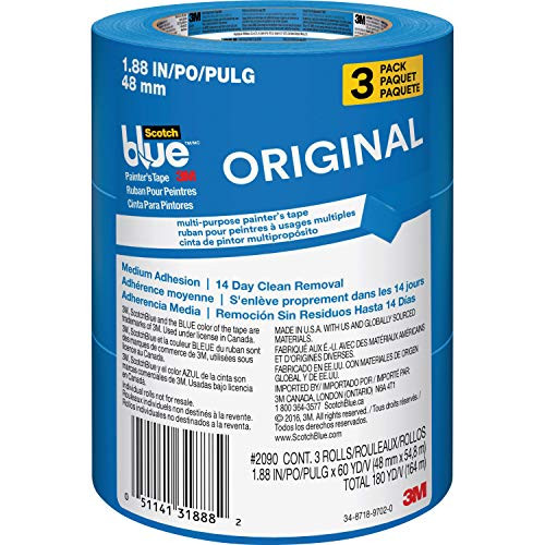 ScotchBlue Original Multi-Surface Painters Tape  2090  1-88 in x 60 yd  3 Rolls