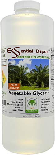Glycerin Vegetable - 1 Quart 43 oz- - Non GMO - Sustainable Palm Based - USP - KOSHER - PURE - Pharmaceutical Grade - safety sealed HDPE container with resealable cap