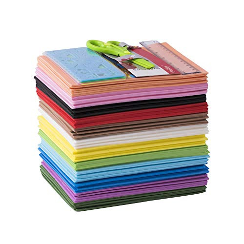 FLOAT ISLAND 84 Sheets Craft Foam Paper 12 Colors EVA 6x9 Inches 2mm Thick with Scissor  Stencils and Ruler for Kids Classroom Party  DIY Handicraft and School Projects