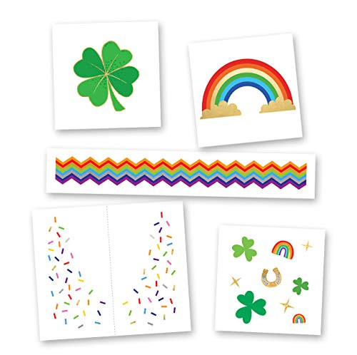 Shamrock Shimmer Variety Set of 25 assorted Flash Tattoos  premium waterproof colorful metallic kids temporary tattoo  gold tattoo  metallic tattoo  St- Patrick s Day  rainbow  shamrock  foil tattoo