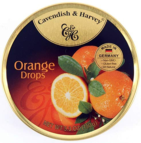 4 Pack Cavendish   Harvey Hard Candy Drops 5-3-ounce Tins Orange