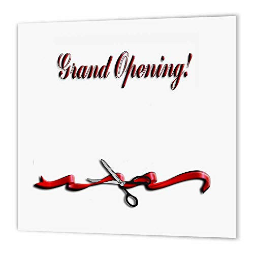 3dRose ht433343 Grand Opening  Business  Ribbon and Scissors-Iron on Heat Transfer Paper for White Material  10 by 10-Inch