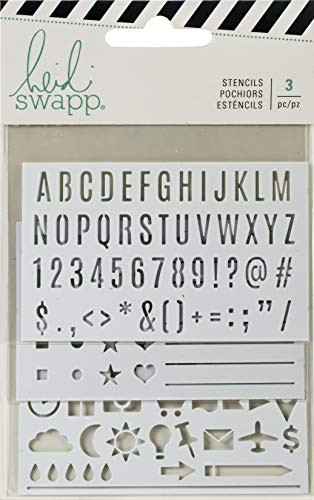 Heidi Swapp 314408 Tool Color Fresh-Memory Planner-Stencils 3 Piece  Grey
