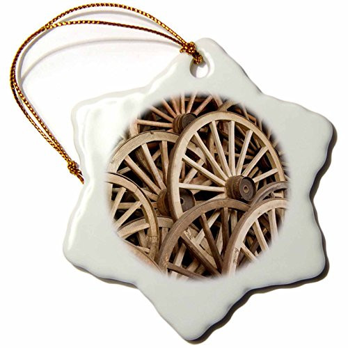 3dRose orn698171 Japan  Gifu  Takayama  Antique Wagon Wheels-As15 Jme0038-John and Lisa Merrill-Snowflake Ornament  Porcelain  3-Inch