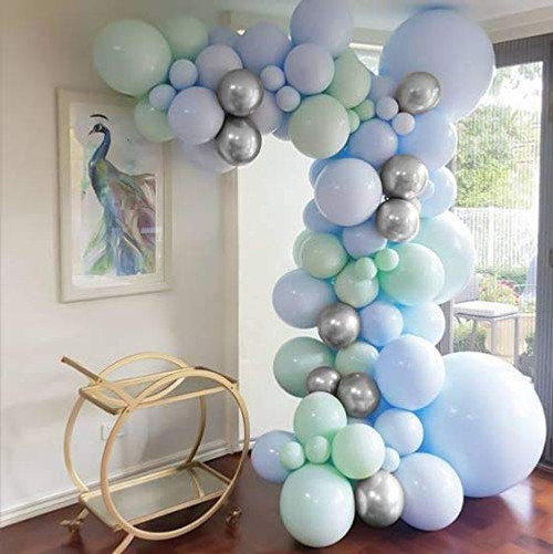 Green and Blue Balloon Garland Arch Kit-Mint Green Balloon Sky Blue Balloon Chrome Sliver Balloon 134Pcs for Baby Shower Christmas Birthday Graduation Hawaii Wedding New Year s Party Tropical Party- Green and Blue Balloon Garland Arch Kit-Mint Green Balloon Sky Blue Balloon Chrome Sliver Balloon 134Pcs for Baby Shower Christmas Birthday Graduation Hawaii Wedding New Year s Party Tropical Party-