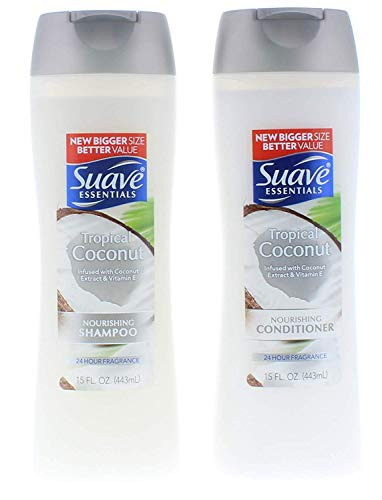 Suave Essentials Tropical Coconut Shampoo and Conditioner 15 Fl- Oz-