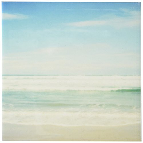 3dRose cst_164479_3 Gentle Ocean Waves Beach Theme Art-Ceramic Tile Coasters, Set of 4