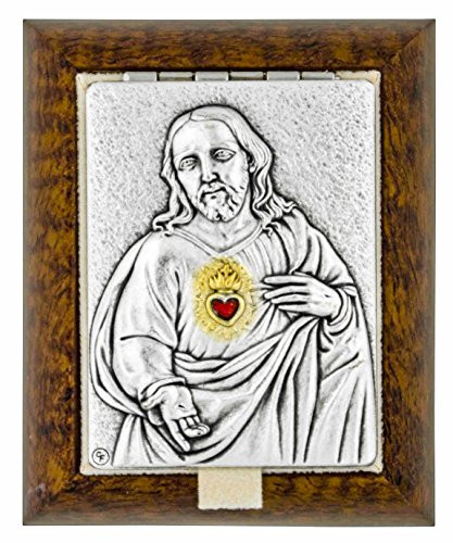Small Decorative Rosary Keepsake Box with Saint Plaque Sacred Heart of Jesus