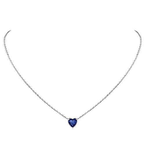 Birth Stone Necklesses September Mothers Necklace with Birthstones Blue Sapphire Jewelry 925 Sterling Silver Tiny Dainty Small Heart Birthstone Necklaces for Women Teen Girls Birth Stone Necklesses September Mothers Necklace with Birthstones Blue Sapphire Jewelry 925 Sterling Silver Tiny Dainty Small Heart Birthstone Necklaces for Women Teen Girls