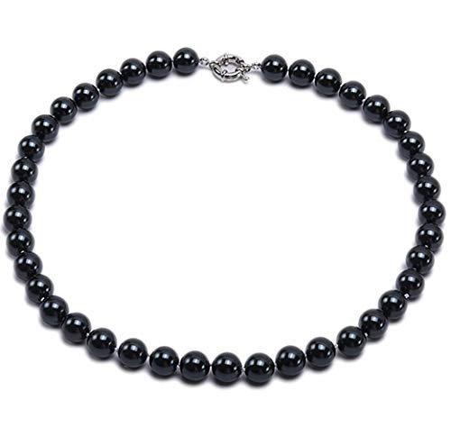 JYX Pearl Necklace Black South Sea Shell Pearl Necklace 12mm Round Shell Beads Single Strand Jewelry for Women 18 JYX Pearl Necklace Black South Sea Shell Pearl Necklace 12mm Round Shell Beads Single Strand Jewelry for Women 18