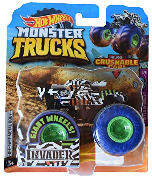 Hot Wheels Monster Trucks 1 64 Scale Zebra Invader Crushable Car Hot Wheels Monster Trucks 1 64 Scale Zebra Invader Crushable Car