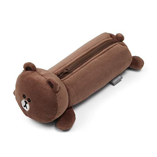 Line Friends Brown Character Plush Stuffed Animal Cute Pencil Case Pouch  Brown